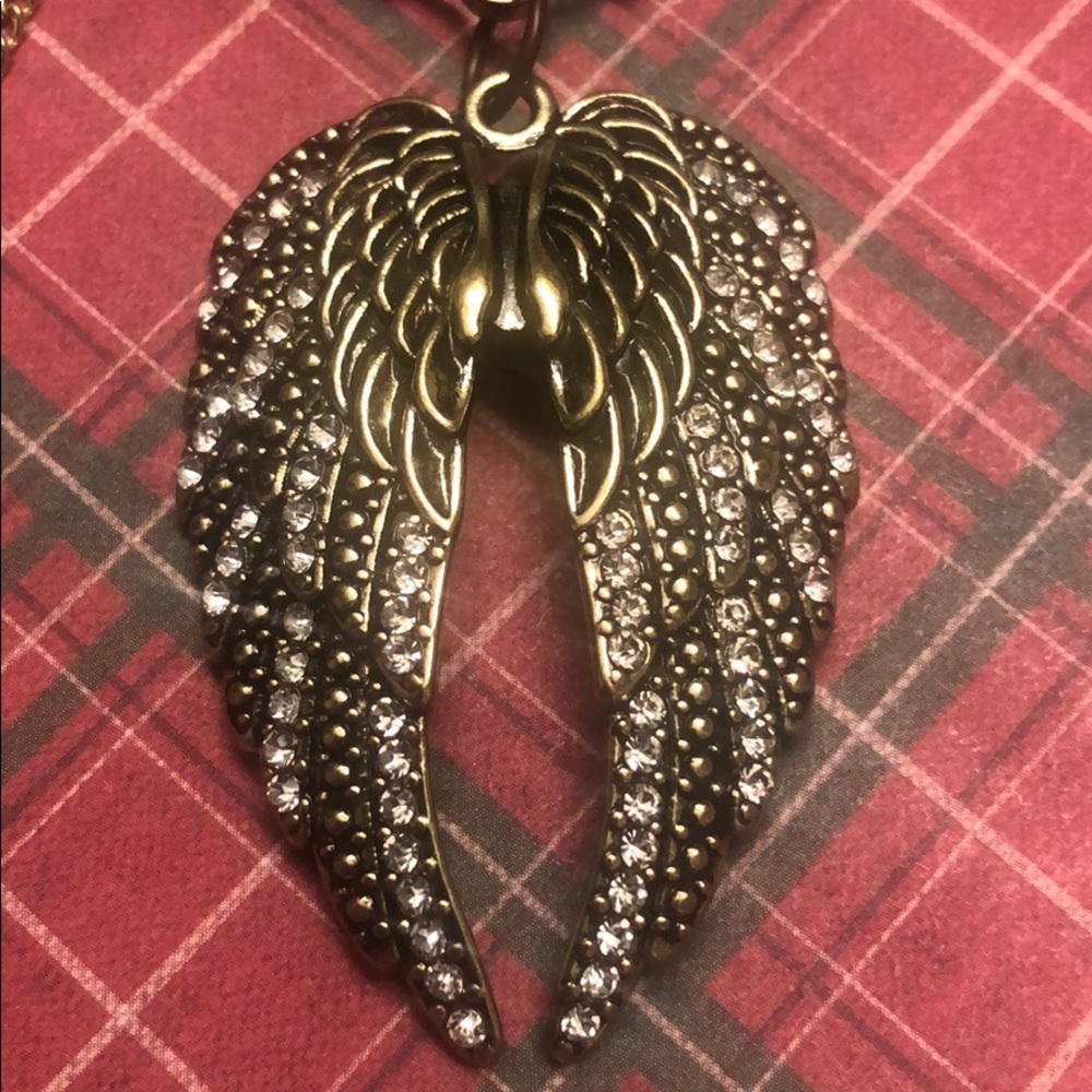 Wings Crystal Rhinestone Necklace - Picture 2 of 4